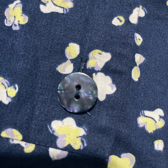 Boden Riviera Button Front Belted Shirt Dress Navy Blue Floral Size 10L - Picture 7 of 9